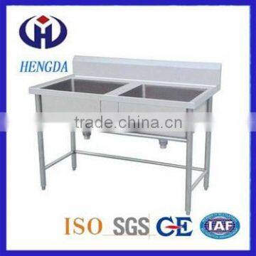 commecial Kitchen Stainless steel double sink Bench