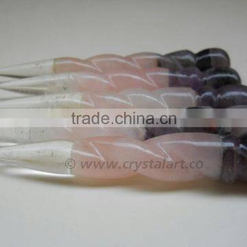 GEMSTONE BONDED TWISTED SPIRAL MASSAGE WANDS