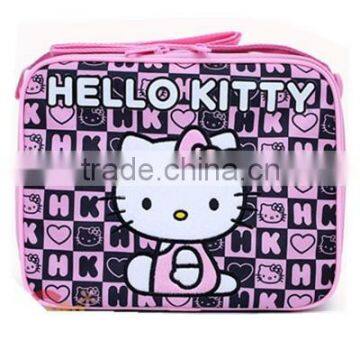 School Kids Lunch Bag Snack Box -Black Pink Stamps