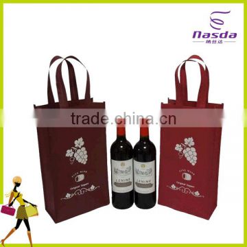 non woven fabric red woven fabric wine bag for 2 bottles