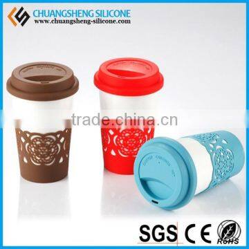 economic silicone bowl cover,coffee cup set with heat protection material