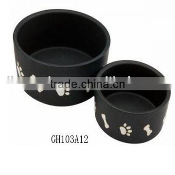Black ceramic pet bowl,animal bowl with decal