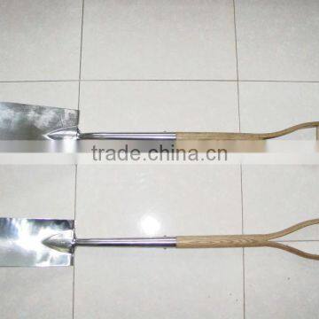 stainless steel garden spade with wood handle
