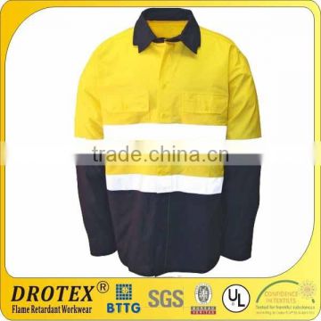Drotex Hi Vis Long Sleeve Work Shirt Reflective Work Shirt UV Resistant Work Shirt