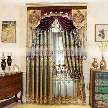 Hot sale window luxury living room jacquard embroidery valance curtains