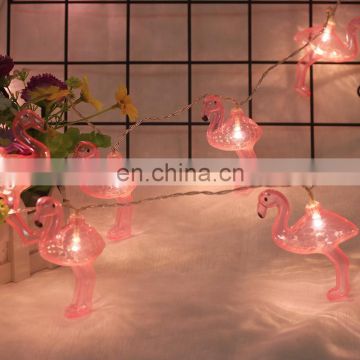 High Quality Battery Operated Plastic Pink Flamingo Led String Light