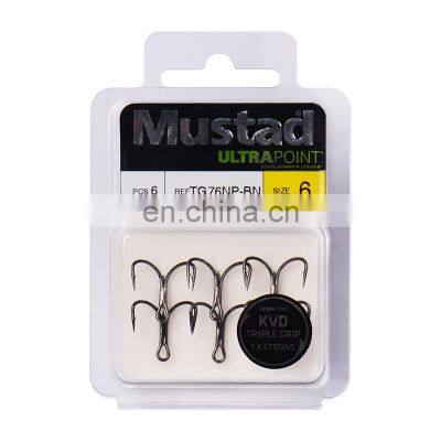 Wei hai Mustad TG76  High Carbon Steel KVD Treble Strong  Barbed Fishing Hooks