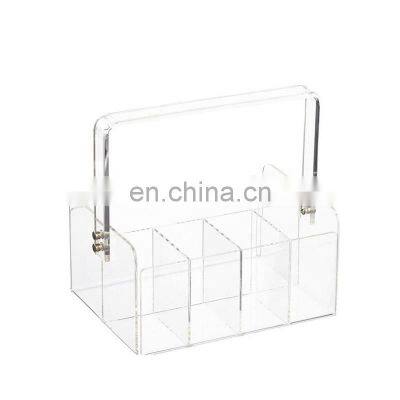 Kitchen Countertop Table Ware Organizer Clear Acrylic Cutlery Holder With Handle