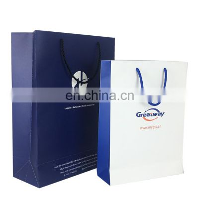 Customize ivory board shopping gift paper bag with cotton rope handle