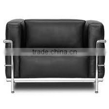 Replica modern Stainless steel frame comfortable black color Italian genuine leather LC3 armchair sofa for living room