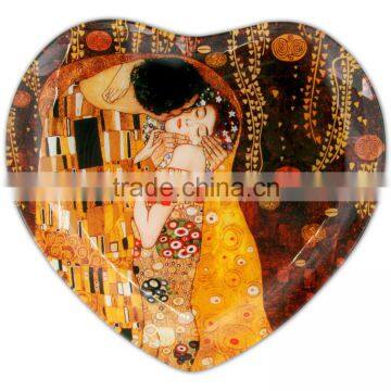 CARMANI Glass Plate 24,5x23cm The Kiss design Gustav Klimt