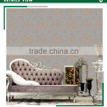 new foaming non woven wallpaper, gray classic damask wallcovering for restaurant , best wall covering manufacturer