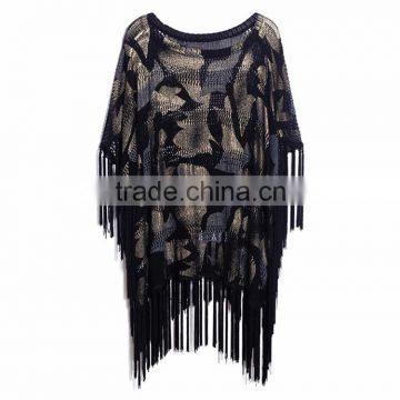 New style ladies cheap knitted cashmere poncho