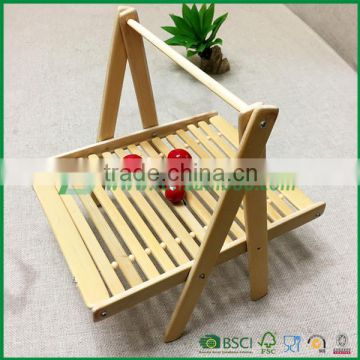 New folding hanging bamboo fruit vegetable basket, cake bread tray