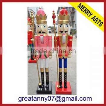 china supplier outdoor 6ft 70" Wooden Carved Nutcracker With Customized Logo Printing