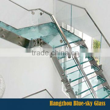 6+6mm clear laminated tempered glass for stair with AS BS certificate