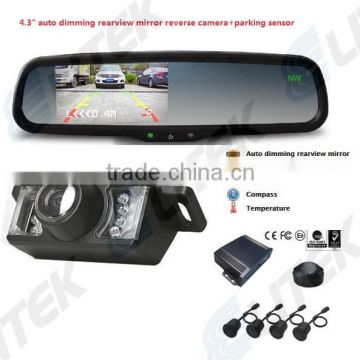 2-in-1 car parking sensor camera system,Car parking sensor with reverse camera, Rearview mirror option