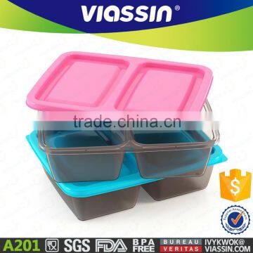 A201 BPA FREE portioned 2pcs food container set for microwaveable 750ml