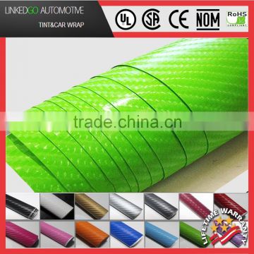 Good stretchability 1.52*30M Texture Vinyl Wrap Sticker Decal Film Sheet 4D Green Carbon fiber Vinyl