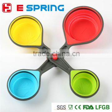 4pcs sets kitchen cooking Collapsible folding Silicone measuring cups and spoons