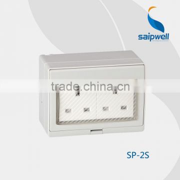 2 Position English Style Electrical Power Sockets 250V IP65 Waterproof