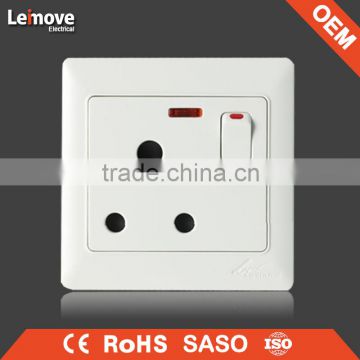 E08 Economic 15A british type wall socket with neon