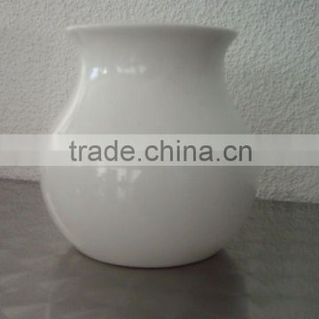 white glazed ceramic vase round shape