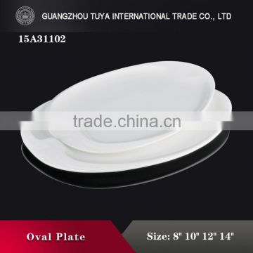 Wholesale cheap bulk porcelain fish platter white ceramic oval fish plate for restaurant