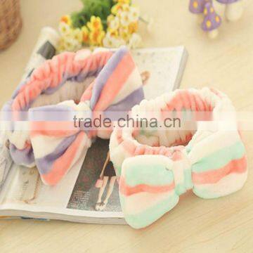 Hot Selling Candy Color Elastic Bow Velvet Elastic Shower Headbands