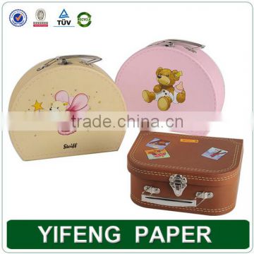 Custom rigid paper cardboard suitcase box with handle