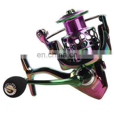 Metal 14+1BB 1000-6000 25kg Drag Two Color integrated metal foot Aurora Discoloration Metal Spinning Fishing Reel