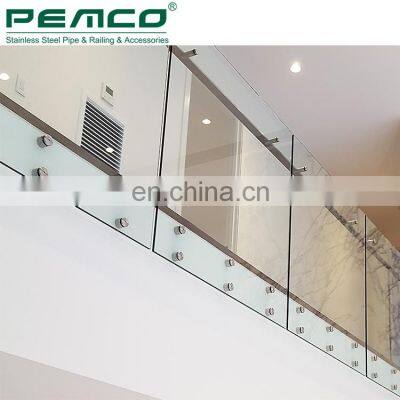 Home Stair Case Balustrade Ss Frameless Stainless Steel Glass Standoff Railing Indoor