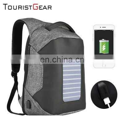 Waterproof solar panel laptop backpack for college 17 inch outdoor backpack for  travel backpack with USB