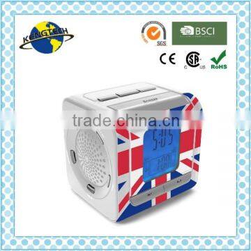 Creative UK Flag Digital Tuning Projector Alarm Clock Radio