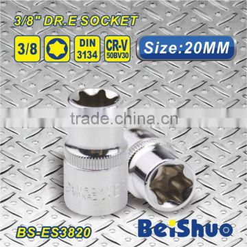 Made In China 20mm 3/8 Inch Square Drive 6 Point E Socket Chrome Vanadium