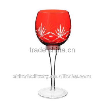Large red wine glass with engraved pattern