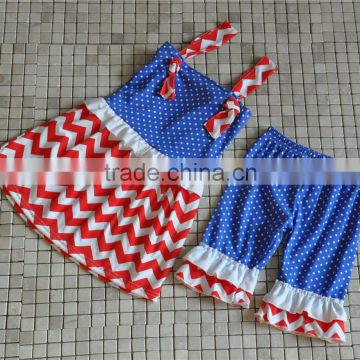 hot sale infant red blue matching icing shorts patriotic 4th of july girls outfits