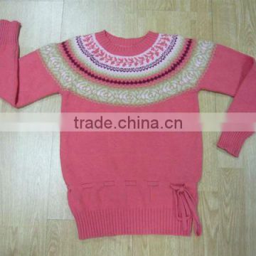 Pink round neck girl sweater
