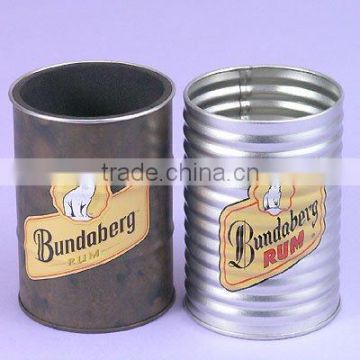 Round pencil vase tin box