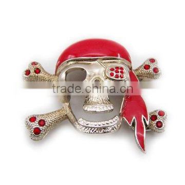 3D skull pirate with rhinestones belt buckle made of zinc alloy ha02-50