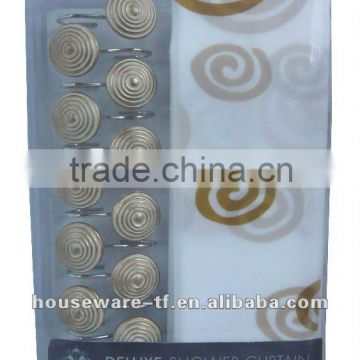 classic round pattern design peva shower curtain with resin hooks