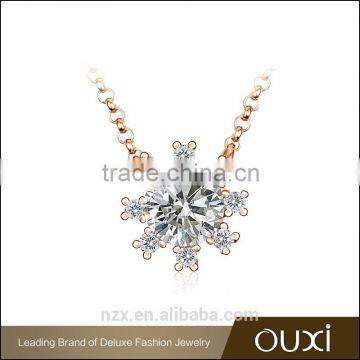 OUXI 2016 top quality manufactor wholesale price snow flake AAA zircon cz diamond necklace price 11491