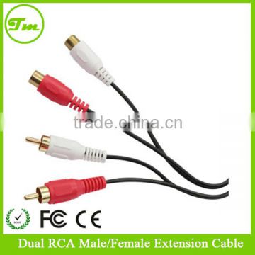 10m 30ft gold Dual RCA Male to Female Sockets Extend Twin Phono Extension Cable