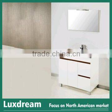 Colorful glass basin MDF cabinet commercial bathroom vanity