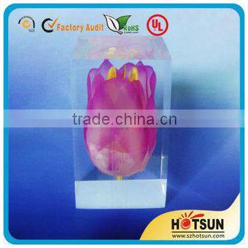 clear resin paperweight/transparent flower paperweight