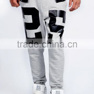 Fashion Tracksuit Bottoms Gray Cotton Fleece Sweatpants Tapered Jogger Pants Custom Printed Men's Joggers