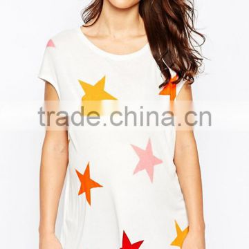 maternity t-shirt in slouchy rib with star print