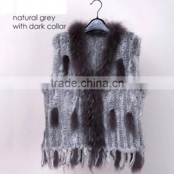 Genuine Fur Vest 100% Real Rabbit Fur Knitted gilet for Women Winter Fashion