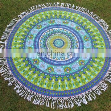 Throw Indian Wall Rug Round Mandala Bird Print Round Mandala Yoga Tapestry Bohemian Beach Wall Hanging Beach picnic Wholesale