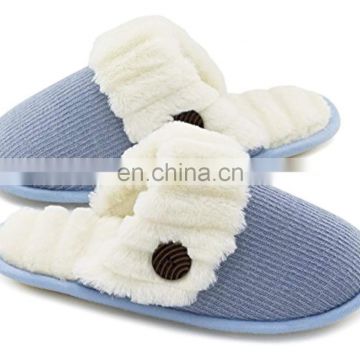 Wholesale Warm Memory Foam Coral Velvet Lined Cozy Winter Indoor Outdoor House Slippers with Non-Slip Rubber Sole